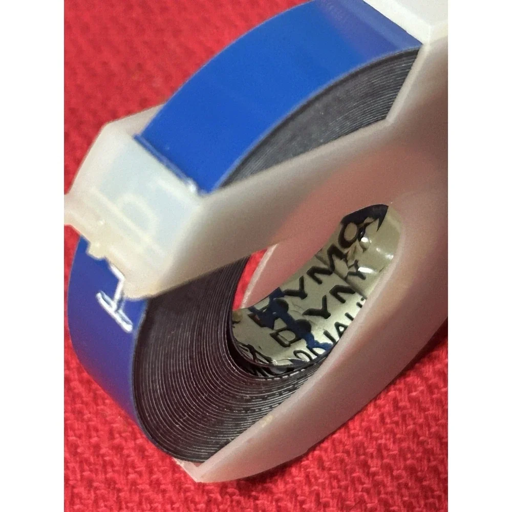 Vintage DYMO self-adhesive vinyl embossing label tape Set Of 5 Blue Green Orange
